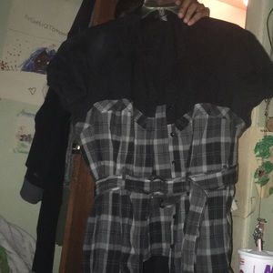 Black and gray flannel type cute blouse!